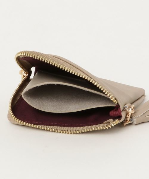 KOBE LETTUCE（コウベレタス）の「取り外し可能タッセルチャーム付☆ファスナー式スリム薄型コンパクト財布（コインケース・レディース・シルバー/ベージュ系その他/サックスブルー/ピンク/ブラック・FREE）」の11枚目の写真