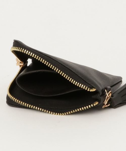 KOBE LETTUCE（コウベレタス）の「取り外し可能タッセルチャーム付☆ファスナー式スリム薄型コンパクト財布（コインケース・レディース・シルバー/ベージュ系その他/サックスブルー/ピンク/ブラック・FREE）」の7枚目の写真