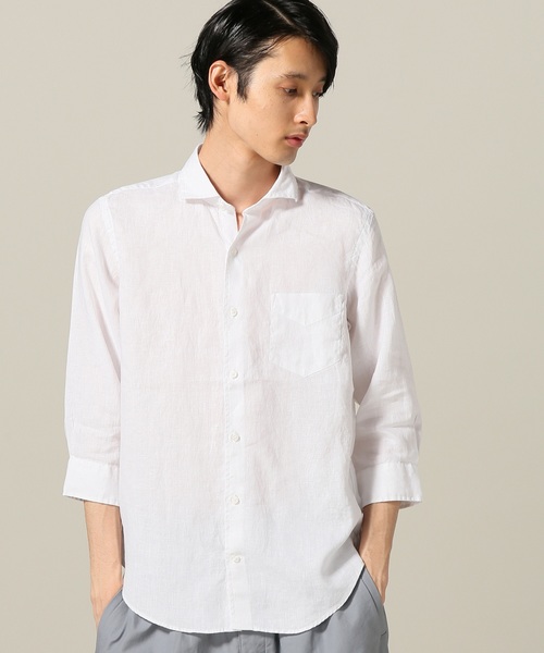 JOINT WORKS(ジョイントワークス)の「リネンムジ7/S(シャツ/ブラウス・メンズ・ホワイト/ネイビー/サックスブルー/ピンク・SMALL/MEDIUM/LARGE)」の2枚目の写真