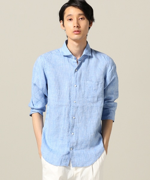 JOINT WORKS(ジョイントワークス)の「リネンムジ7/S(シャツ/ブラウス・メンズ・ホワイト/ネイビー/サックスブルー/ピンク・SMALL/MEDIUM/LARGE)」の3枚目の写真