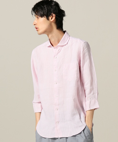 JOINT WORKS(ジョイントワークス)の「リネンムジ7/S(シャツ/ブラウス・メンズ・ホワイト/ネイビー/サックスブルー/ピンク・SMALL/MEDIUM/LARGE)」の4枚目の写真