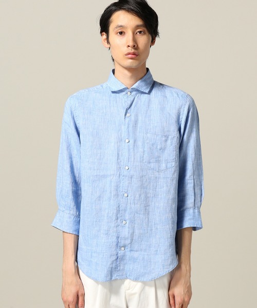 JOINT WORKS(ジョイントワークス)の「リネンムジ7/S(シャツ/ブラウス・メンズ・ホワイト/ネイビー/サックスブルー/ピンク・SMALL/MEDIUM/LARGE)」の6枚目の写真