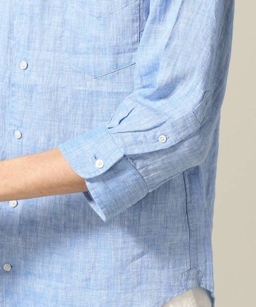 JOINT WORKS(ジョイントワークス)の「リネンムジ7/S(シャツ/ブラウス・メンズ・ホワイト/ネイビー/サックスブルー/ピンク・SMALL/MEDIUM/LARGE)」の10枚目の写真