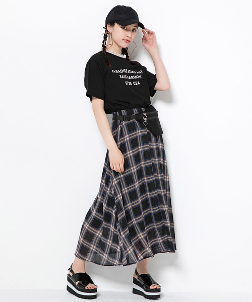 WEGO(ウィゴー)の「WEGO/レースハイネックレイヤードロゴTシャツ(Tシャツ/カットソー・レディース・ホワイト/ブラック/ブラウン/ピンク・FREE)」の8枚目の写真