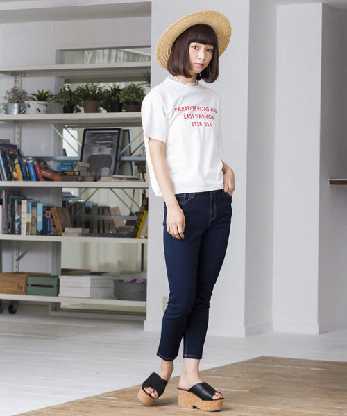 WEGO(ウィゴー)の「WEGO/レースハイネックレイヤードロゴTシャツ(Tシャツ/カットソー・レディース・ホワイト/ブラック/ブラウン/ピンク・FREE)」の20枚目の写真
