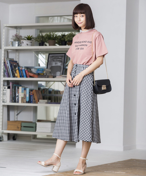 WEGO(ウィゴー)の「WEGO/レースハイネックレイヤードロゴTシャツ(Tシャツ/カットソー・レディース・ホワイト/ブラック/ブラウン/ピンク・FREE)」の10枚目の写真