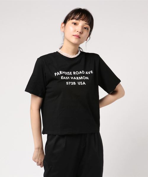 WEGO(ウィゴー)の「WEGO/レースハイネックレイヤードロゴTシャツ(Tシャツ/カットソー・レディース・ホワイト/ブラック/ブラウン/ピンク・FREE)」の14枚目の写真