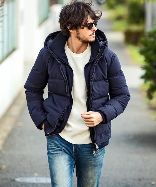 AKM Contemporary（エイケイエムコンテンポラリー）の「【WEB・直営店限定】AKM Contemporary(エイケイエムコンテンポラリー)スタンドネック レイヤード ダウンジャケット(保温性/防風性)（ダウンジャケット/コート・メンズ・ブラック/ネイビー/カーキ・SMALL/MEDIUM/LARGE/X-LARGE/XX-LARGE）」の16枚目の写真