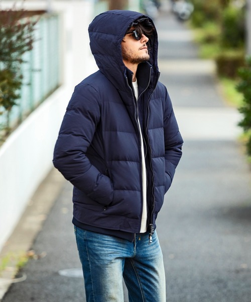 AKM Contemporary（エイケイエムコンテンポラリー）の「【WEB・直営店限定】AKM Contemporary(エイケイエムコンテンポラリー)スタンドネック レイヤード ダウンジャケット(保温性/防風性)（ダウンジャケット/コート・メンズ・ブラック/ネイビー/カーキ・SMALL/MEDIUM/LARGE/X-LARGE/XX-LARGE）」の12枚目の写真