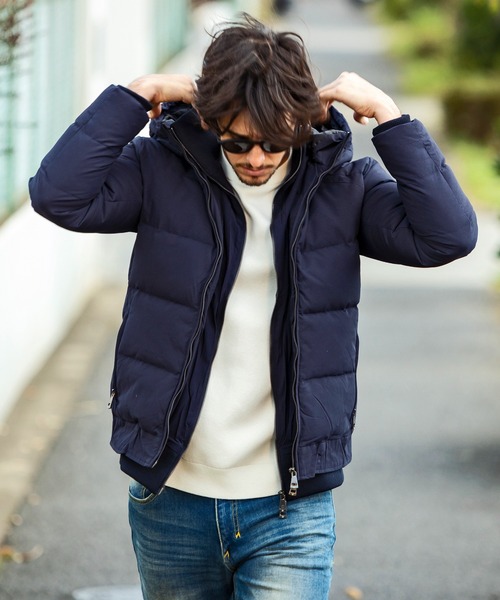 AKM Contemporary（エイケイエムコンテンポラリー）の「【WEB・直営店限定】AKM Contemporary(エイケイエムコンテンポラリー)スタンドネック レイヤード ダウンジャケット(保温性/防風性)（ダウンジャケット/コート・メンズ・ブラック/ネイビー/カーキ・SMALL/MEDIUM/LARGE/X-LARGE/XX-LARGE）」の11枚目の写真