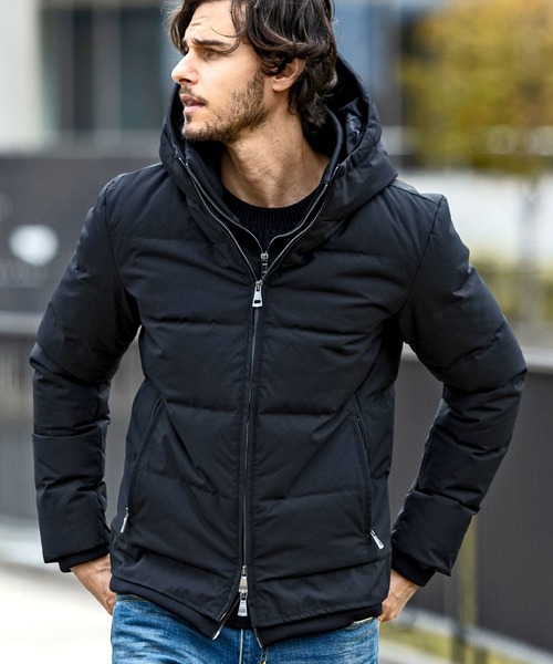 AKM Contemporary スタンドネックレイヤードダウンジャケット AKM Contemporary（エイケイエムコンテンポラリー） スタンドネック