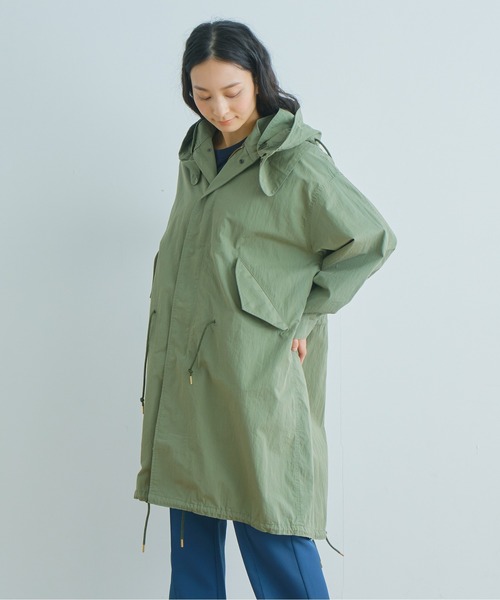 定価4万 kha:ki カーキ コットン×ナイロン硫化ウェザーミリタリーコート