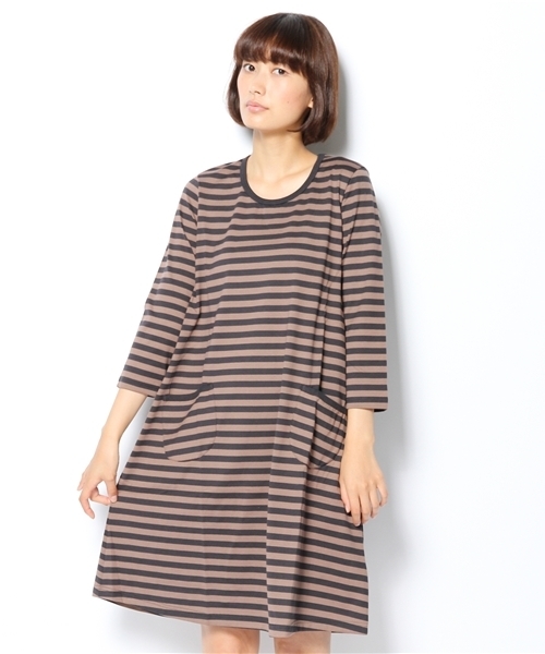 fennica（フェニカ）の「marimekko / ボーダーワンピース（ワンピース・レディース・ブラック/ブラウン/グリーン系その他/ブルー・X-SMALL）」の3枚目の写真