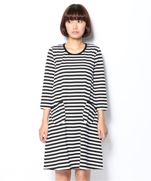 fennica（フェニカ）の「marimekko / ボーダーワンピース（ワンピース・レディース・ブラック/ブラウン/グリーン系その他/ブルー・X-SMALL）」の5枚目の写真