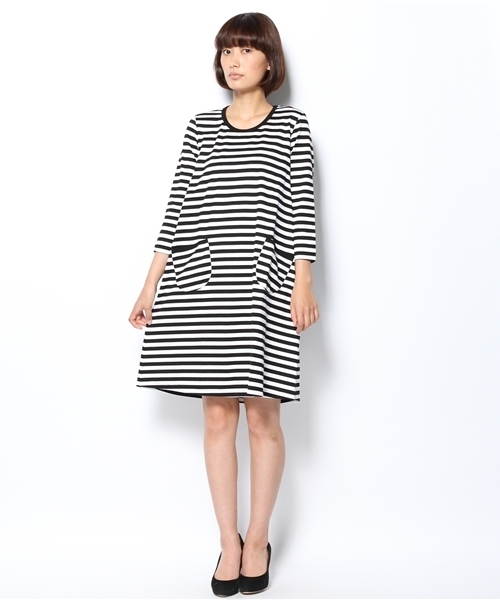 fennica（フェニカ）の「marimekko / ボーダーワンピース（ワンピース・レディース・ブラック/ブラウン/グリーン系その他/ブルー・X-SMALL）」の8枚目の写真