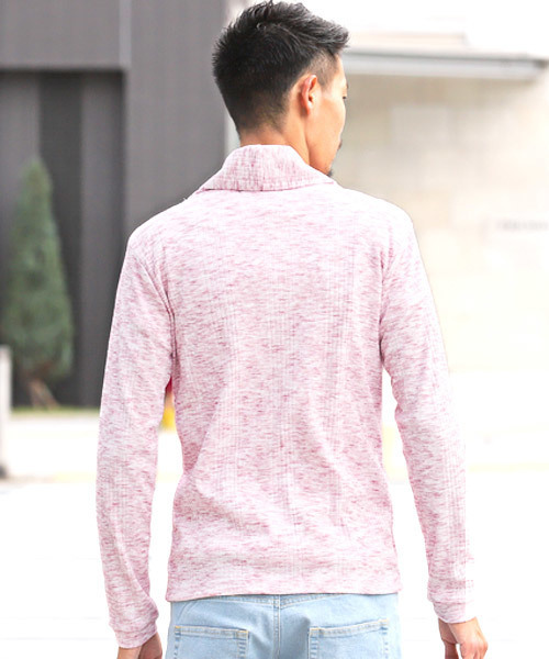 LUXSTYLE（ラグスタイル）の「ランダムテレコリブショールカラーカーディガン（カーディガン/ボレロ・メンズ・ホワイト/ブラック/杢グレー/レッド/ネイビー/ブルー/ワイン/ブラック系その他・M/L/XL）」の10枚目の写真