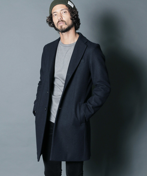 Magine（マージン）の「【magine】WOOL MELTON STAND UP SINGLE CHESTER COAT（チェスターコート・メンズ・ブラック/ネイビー/ダークグレー・44/46/48）」の3枚目の写真