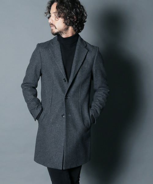 Magine（マージン）の「【magine】WOOL MELTON STAND UP SINGLE CHESTER COAT（チェスターコート・メンズ・ブラック/ネイビー/ダークグレー・44/46/48）」の2枚目の写真