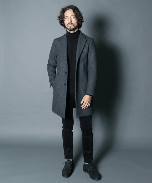 Magine（マージン）の「【magine】WOOL MELTON STAND UP SINGLE CHESTER COAT（チェスターコート・メンズ・ブラック/ネイビー/ダークグレー・44/46/48）」の20枚目の写真