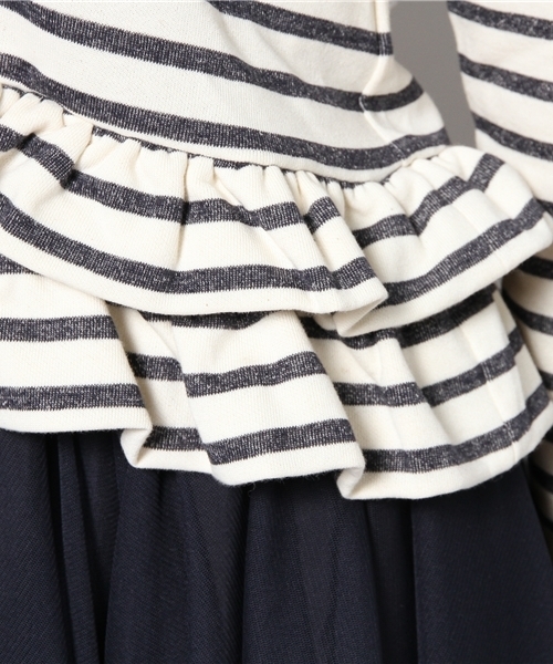 Ray BEAMS（レイビームス）の「◎Ray BEAMS / フリル ティアードヘム プルオーバー（Tシャツ/カットソー・レディース・オフホワイト/チャコールグレー・ONE SIZE）」の9枚目の写真