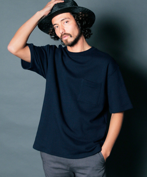 Magine（マージン）の「URAKE BIG SILHOUETTE PKT TEE: 裏毛 ビッグシルエット ポケットTEE（スウェット・メンズ・ホワイト/ブラック/ネイビー/グレー/オリーブ/グリーン・44/46/48）」の6枚目の写真