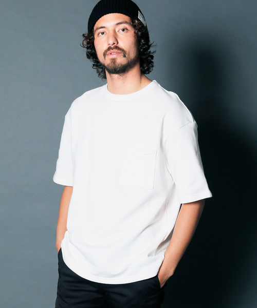 Magine（マージン）の「URAKE BIG SILHOUETTE PKT TEE: 裏毛 ビッグシルエット ポケットTEE（スウェット・メンズ・ホワイト/ブラック/ネイビー/グレー/オリーブ/グリーン・44/46/48）」の2枚目の写真