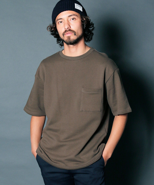 Magine（マージン）の「URAKE BIG SILHOUETTE PKT TEE: 裏毛 ビッグシルエット ポケットTEE（スウェット・メンズ・ホワイト/ブラック/ネイビー/グレー/オリーブ/グリーン・44/46/48）」の5枚目の写真