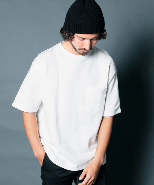 Magine（マージン）の「URAKE BIG SILHOUETTE PKT TEE: 裏毛 ビッグシルエット ポケットTEE（スウェット・メンズ・ホワイト/ブラック/ネイビー/グレー/オリーブ/グリーン・44/46/48）」の8枚目の写真