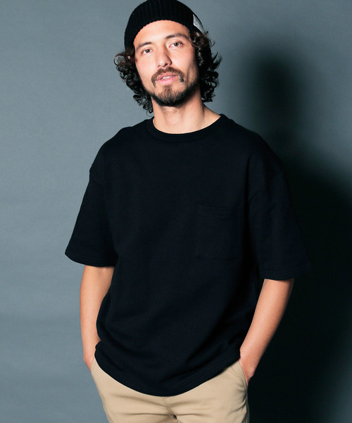 Magine（マージン）の「URAKE BIG SILHOUETTE PKT TEE: 裏毛 ビッグシルエット ポケットTEE（スウェット・メンズ・ホワイト/ブラック/ネイビー/グレー/オリーブ/グリーン・44/46/48）」の10枚目の写真