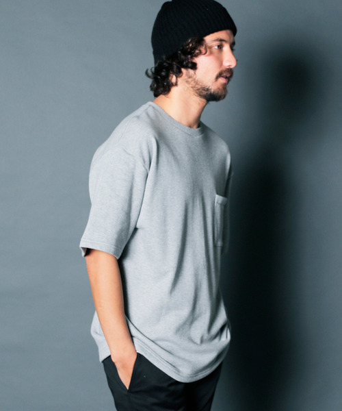 Magine（マージン）の「URAKE BIG SILHOUETTE PKT TEE: 裏毛 ビッグシルエット ポケットTEE（スウェット・メンズ・ホワイト/ブラック/ネイビー/グレー/オリーブ/グリーン・44/46/48）」の12枚目の写真