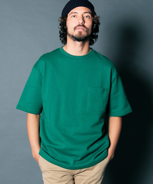 Magine（マージン）の「URAKE BIG SILHOUETTE PKT TEE: 裏毛 ビッグシルエット ポケットTEE（スウェット・メンズ・ホワイト/ブラック/ネイビー/グレー/オリーブ/グリーン・44/46/48）」の13枚目の写真
