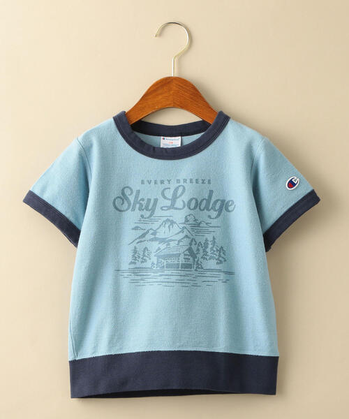 Champion(チャンピオン)の「【キッズ】〔別注〕CHAMPION(チャンピオン)リンガーTシャツ(Tシャツ/カットソー・キッズ・ホワイト/ライトブルー/ベージュ・110cm/100cm/120cm/130cm)」の3枚目の写真