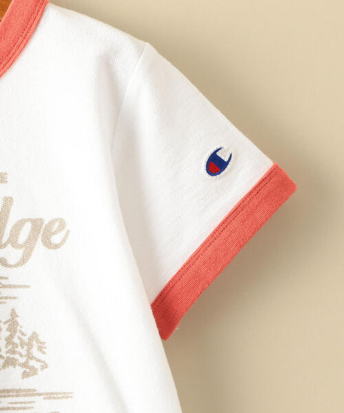 Champion(チャンピオン)の「【キッズ】〔別注〕CHAMPION(チャンピオン)リンガーTシャツ(Tシャツ/カットソー・キッズ・ホワイト/ライトブルー/ベージュ・110cm/100cm/120cm/130cm)」の6枚目の写真