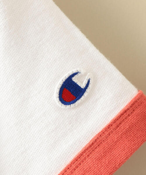 Champion(チャンピオン)の「【キッズ】〔別注〕CHAMPION(チャンピオン)リンガーTシャツ(Tシャツ/カットソー・キッズ・ホワイト/ライトブルー/ベージュ・110cm/100cm/120cm/130cm)」の9枚目の写真