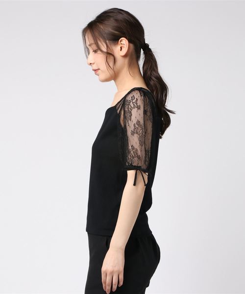 MIIA(ミーア)の「レース切替パフスリーブトップス(Tシャツ/カットソー・レディース・ブラック/オフホワイト/ピンク・FREE)」の10枚目の写真