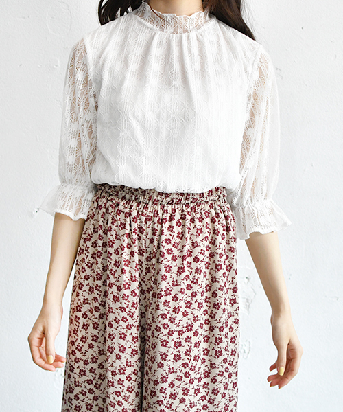 PairPair（ペアペア）の「レースプチハイネック袖フレア5部袖ブラウス（シャツ/ブラウス・レディース・ブラック/オフホワイト・FREE）」の19枚目の写真