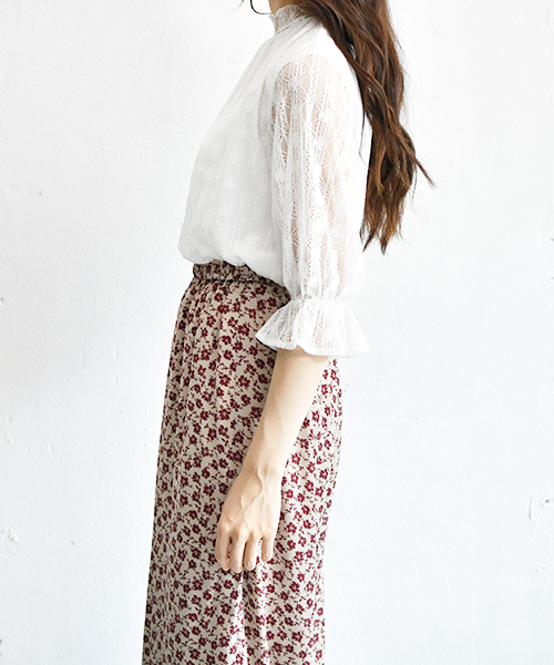 PairPair（ペアペア）の「レースプチハイネック袖フレア5部袖ブラウス（シャツ/ブラウス・レディース・ブラック/オフホワイト・FREE）」の20枚目の写真