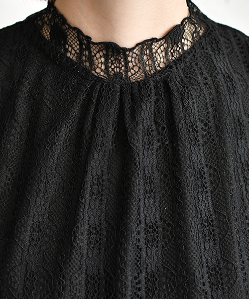 PairPair（ペアペア）の「レースプチハイネック袖フレア5部袖ブラウス（シャツ/ブラウス・レディース・ブラック/オフホワイト・FREE）」の4枚目の写真