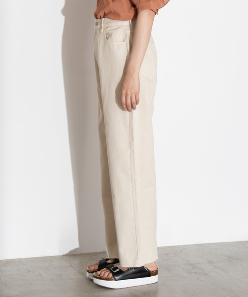 WEGO（ウィゴー）の「WEGO/エクリュカラーストレートワイドパンツ（スラックス・レディース・キナリ・SMALL/MEDIUM/LARGE）」の6枚目の写真