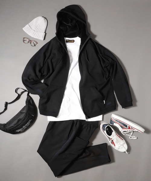 JRD by JARLD（ジェイアールディーバイジャールド）の「【JRD by JARLD】撥水ステッチ刺繍ボンディング裏ファー イージーパンツ（その他パンツ・メンズ・グレー/ブラック・XS/S/M/L）」の4枚目の写真