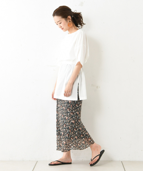 DouDou（ドゥドゥ）の「ジャガードシフォンマキシフレアスカート（スカート・レディース・ブラウン/グリーン・38/36）」の5枚目の写真