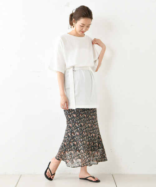 DouDou（ドゥドゥ）の「ジャガードシフォンマキシフレアスカート（スカート・レディース・ブラウン/グリーン・38/36）」の7枚目の写真