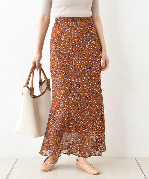 DouDou（ドゥドゥ）の「ジャガードシフォンマキシフレアスカート（スカート・レディース・ブラウン/グリーン・38/36）」の14枚目の写真