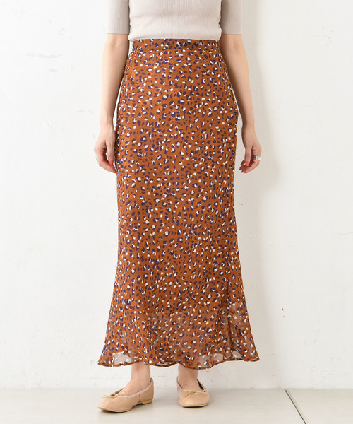 DouDou（ドゥドゥ）の「ジャガードシフォンマキシフレアスカート（スカート・レディース・ブラウン/グリーン・38/36）」の15枚目の写真