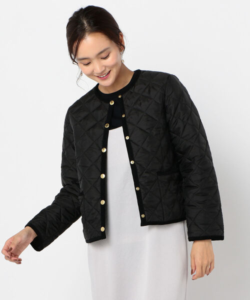 NOLLEY’S（ノーリーズ）の「【TRADITIONAL WEATHERWEAR/トラディショナル ウェザーウェア】ARKLEY（ノーカラージャケット・レディース・ブラック/ブラウン・40/38）」の2枚目の写真