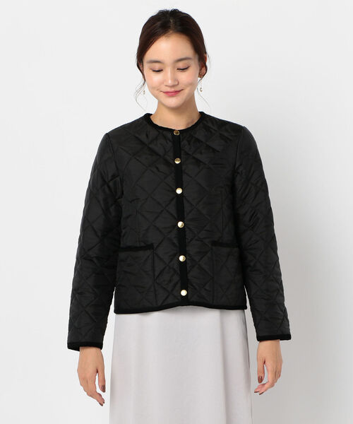 NOLLEY’S（ノーリーズ）の「【TRADITIONAL WEATHERWEAR/トラディショナル ウェザーウェア】ARKLEY（ノーカラージャケット・レディース・ブラック/ブラウン・40/38）」の3枚目の写真
