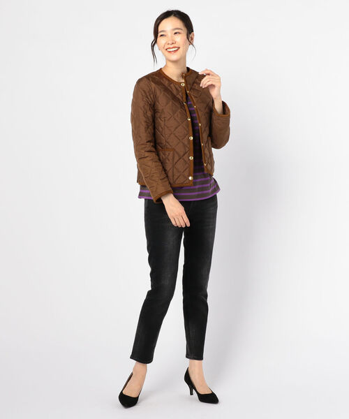 NOLLEY’S（ノーリーズ）の「【TRADITIONAL WEATHERWEAR/トラディショナル ウェザーウェア】ARKLEY（ノーカラージャケット・レディース・ブラック/ブラウン・40/38）」の6枚目の写真