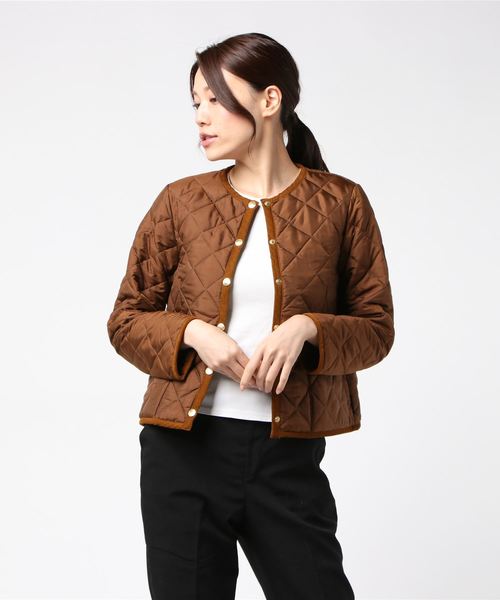 NOLLEY’S（ノーリーズ）の「【TRADITIONAL WEATHERWEAR/トラディショナル ウェザーウェア】ARKLEY（ノーカラージャケット・レディース・ブラック/ブラウン・40/38）」の21枚目の写真