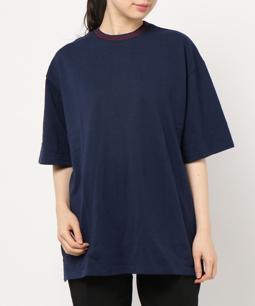 NO WAY（ノーウェイ）の「/鹿の子ライン入り刺繍クルーTシャツ/（Tシャツ/カットソー・レディース・ブラック/ホワイト/チャコールグレー/サックスブルー/ピンク/ネイビー/ワイン/カーキ・MEDIUM/X-LARGE/LARGE）」の11枚目の写真