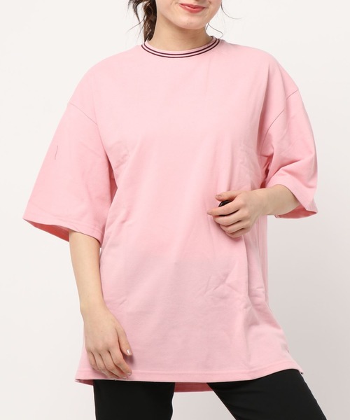 NO WAY（ノーウェイ）の「/鹿の子ライン入り刺繍クルーTシャツ/（Tシャツ/カットソー・レディース・ブラック/ホワイト/チャコールグレー/サックスブルー/ピンク/ネイビー/ワイン/カーキ・MEDIUM/X-LARGE/LARGE）」の15枚目の写真